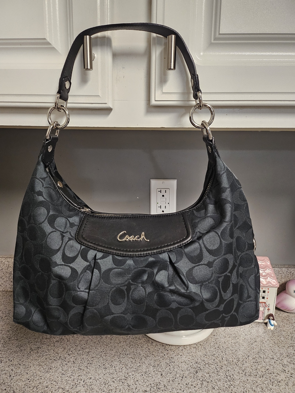 Coach Black Signature Hobo Bag